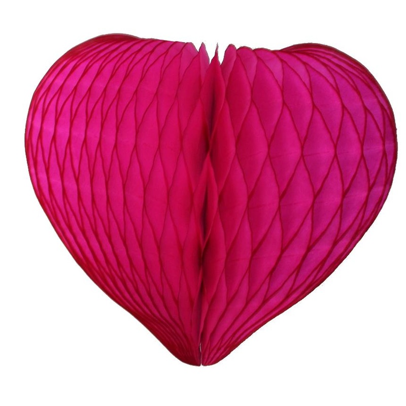 CERISE HONEYCOMB HEART TISSUE PAPER DECOR