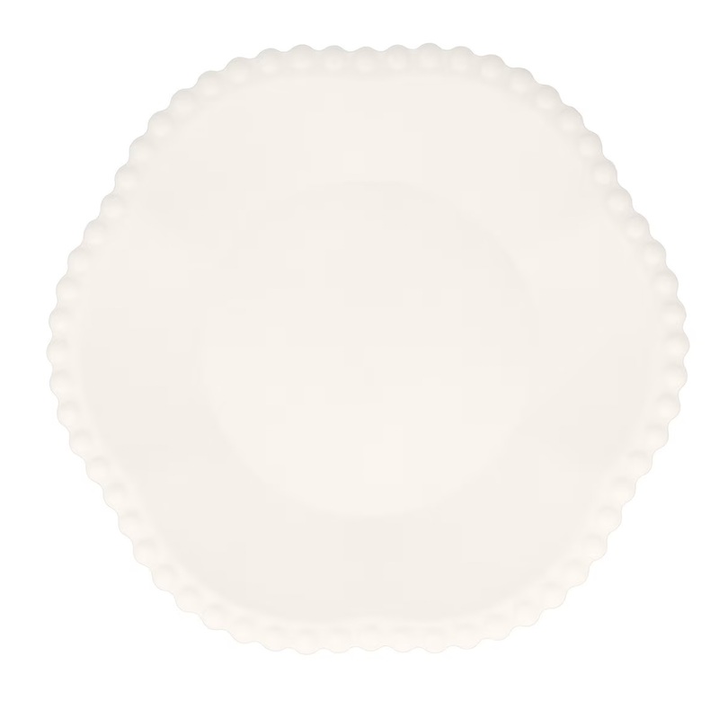 CREAM DOT EDGED FLOWER COMPOSTABLE PLATES