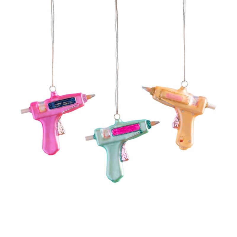 HOT GLUE GUN GLASS ORNAMENT BY GLITTERVILLE