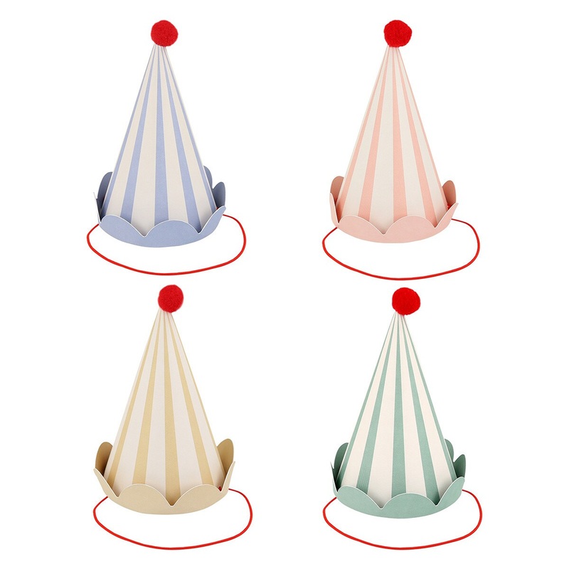 PASTEL STRIPE PARTY HATS