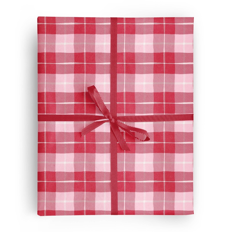 PINK & RED PLAID WRAPPING PAPER