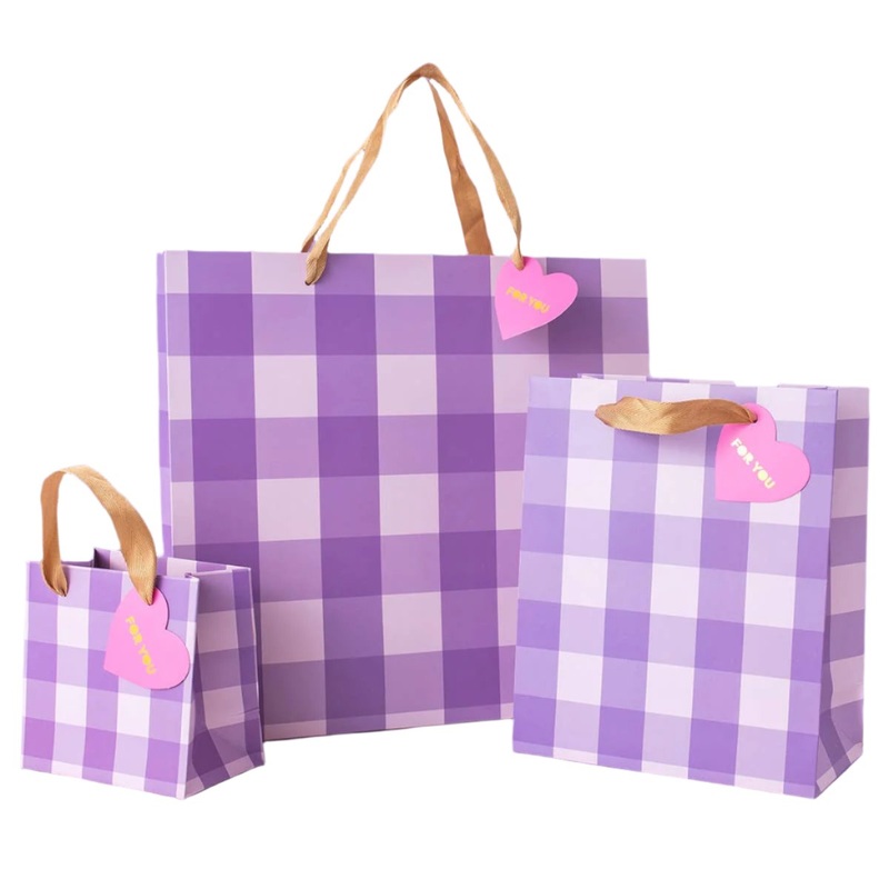 PURPLE GINGHAM GIFT BAG
