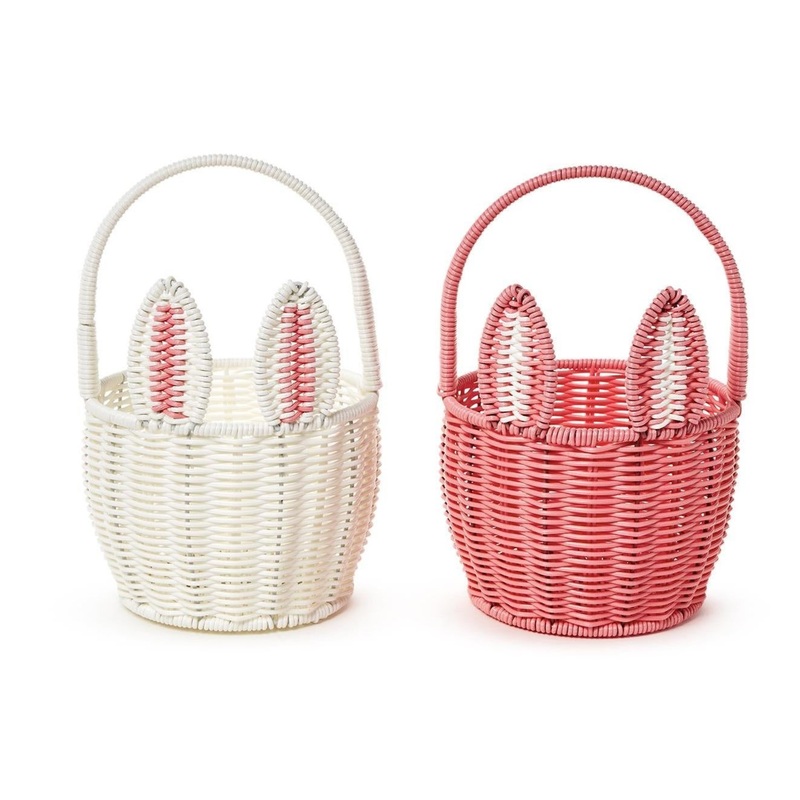 WICKER BUNNY BASKET WITH POM POM TAIL