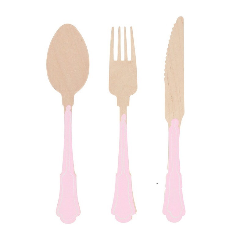 ELEGANT PINK WOODEN CUTLERY
