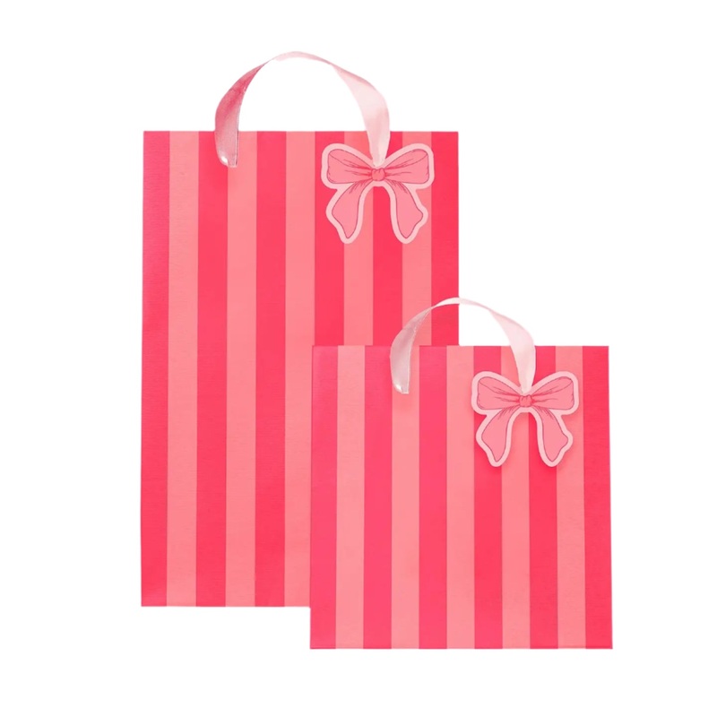 PINK BOW & STRIPE GIFT BAG