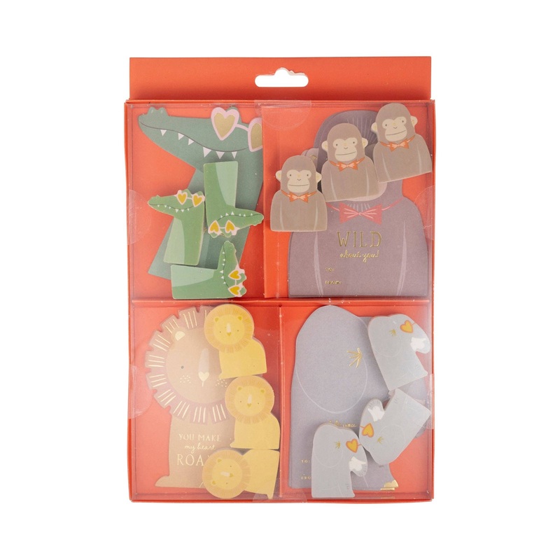 WILD ANIMALS VALENTINES CARDS & ERASERS