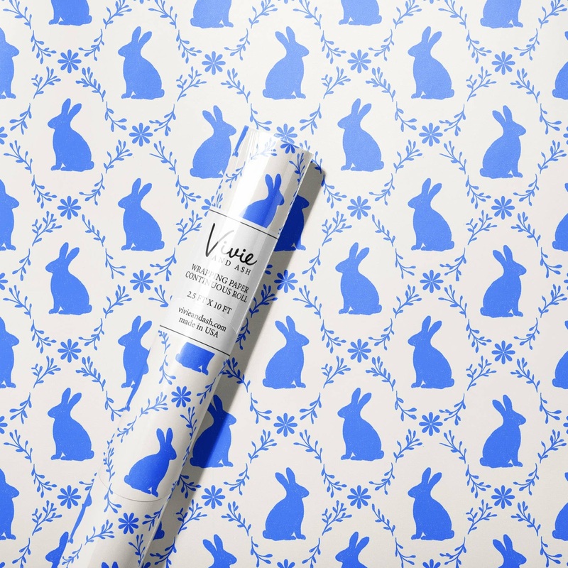 BUNNY MEADOW BLUE WRAPPING PAPER ROLL