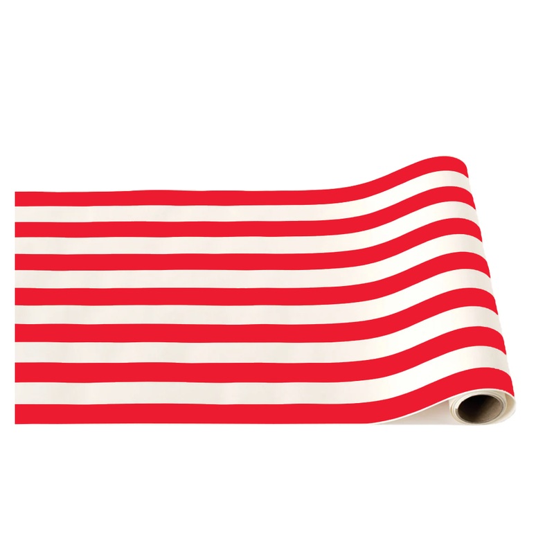 CHERRY RED SIGNATURE CABANA STRIPE TABLE RUNNER
