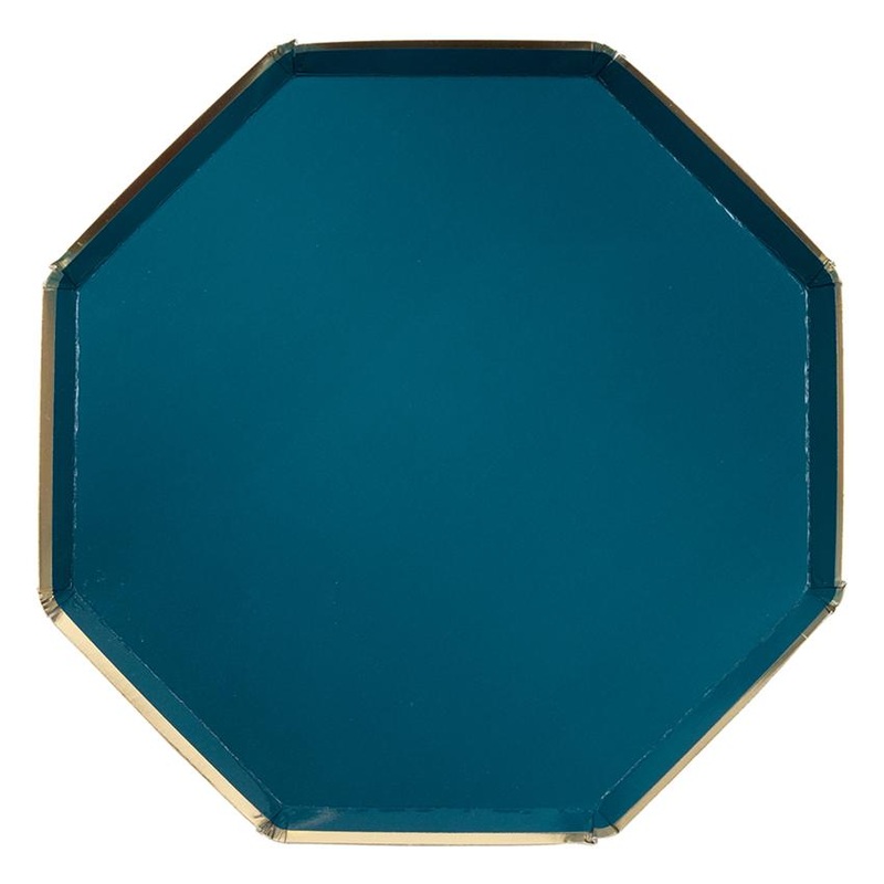 DARK TEAL GREEN OCTAGONAL PLATES