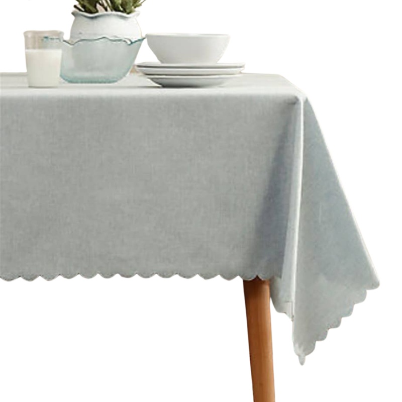 LIGHT BLUE SCALLOPED TABLECLOTH