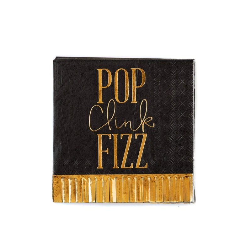 POP CLINK FIZZ FRINGED COCKTAIL NAPKINS
