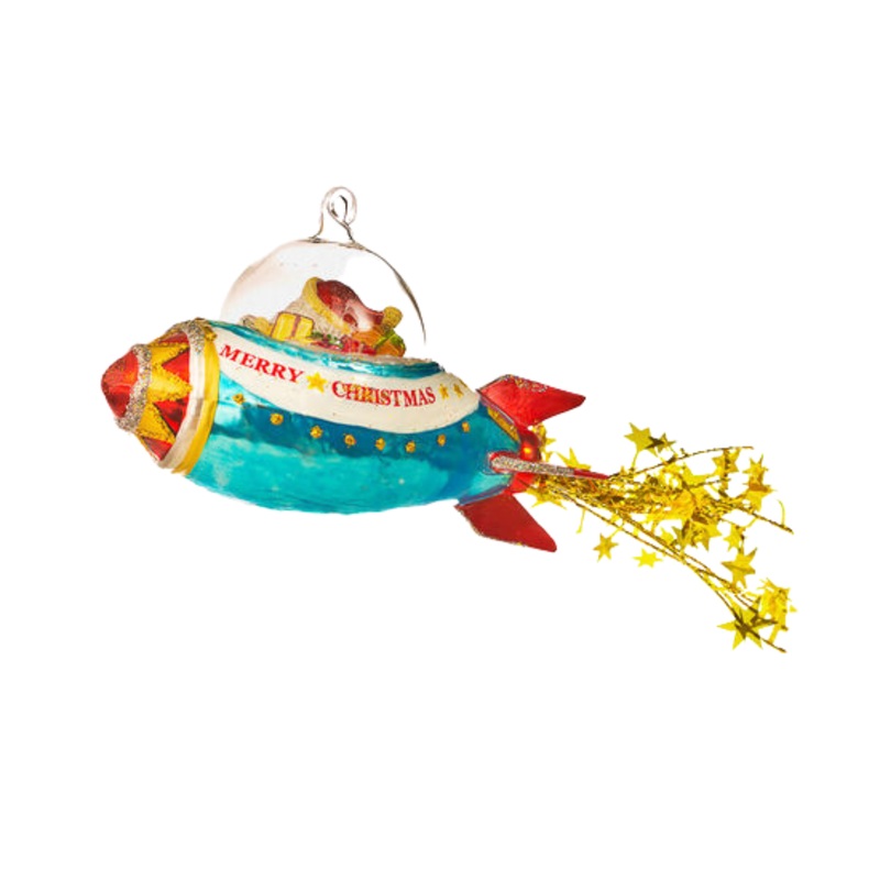 SANTA ROCKET ORNAMENT