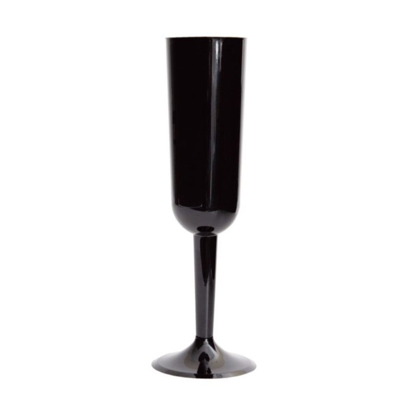 BLACK PLASTIC CHAMPAGNE FLUTES