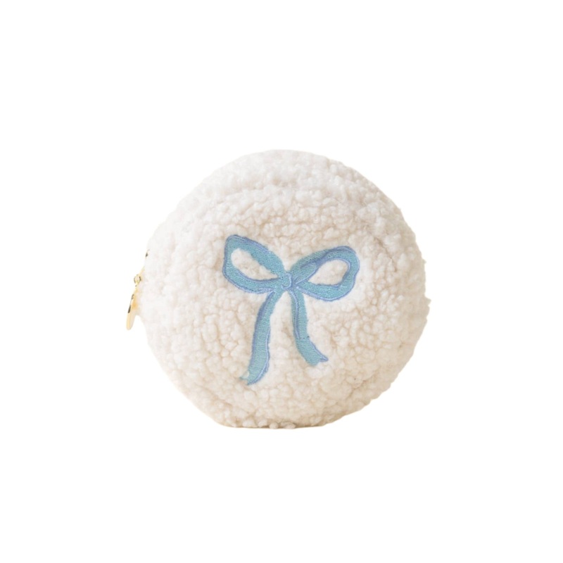 BLUE BOW CIRCLE TEDDY POUCH