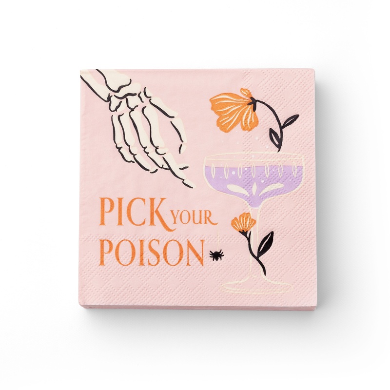 FLORAL HALLOWEEN SKULLS & SPIDERS COCKTAIL NAPKINS
