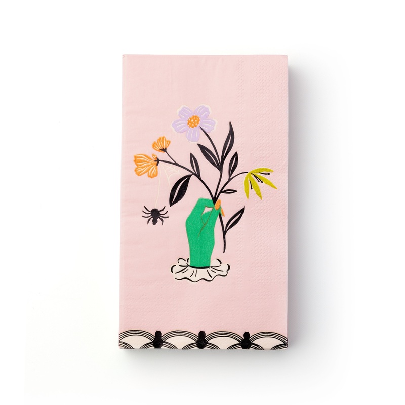 FLORAL HALLOWEEN SKULLS & SPIDERS GUEST TOWELS