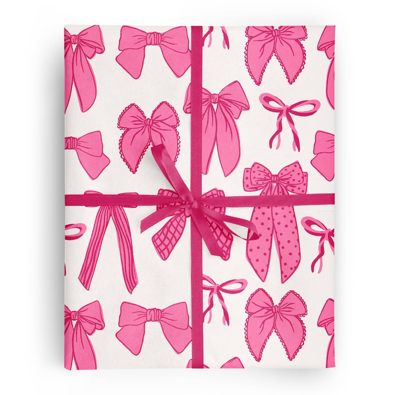 PINK & RED BOWS WRAPPING PAPER ROLL