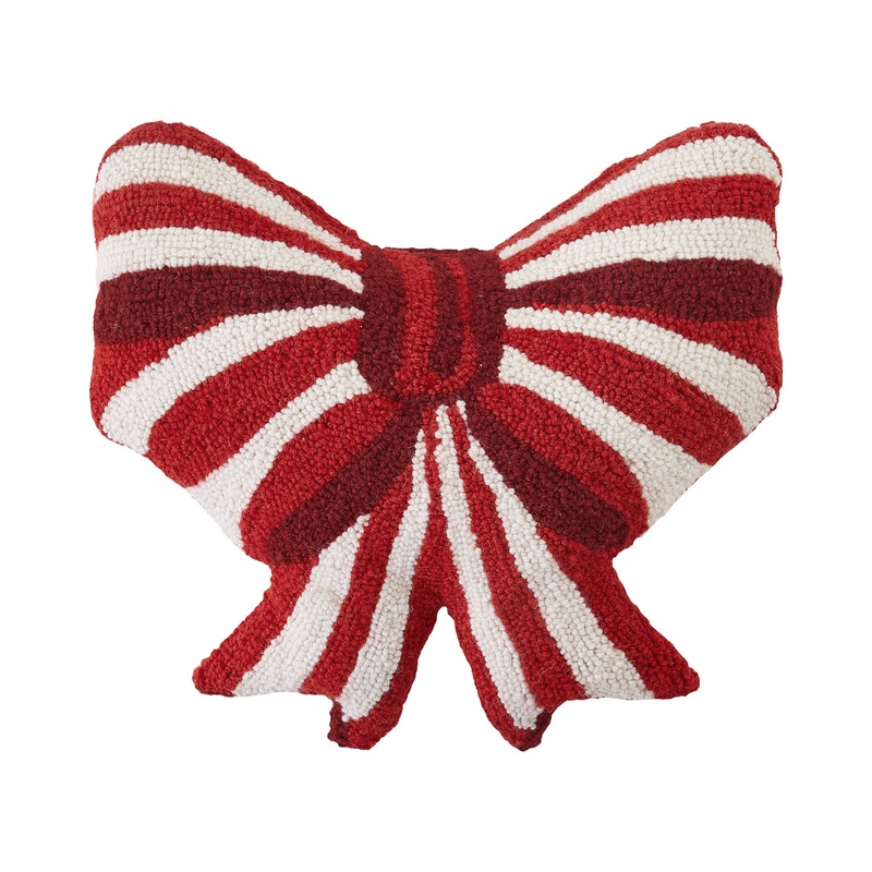 RED & WHITE STRIPED BOW HOOK PILLOW
