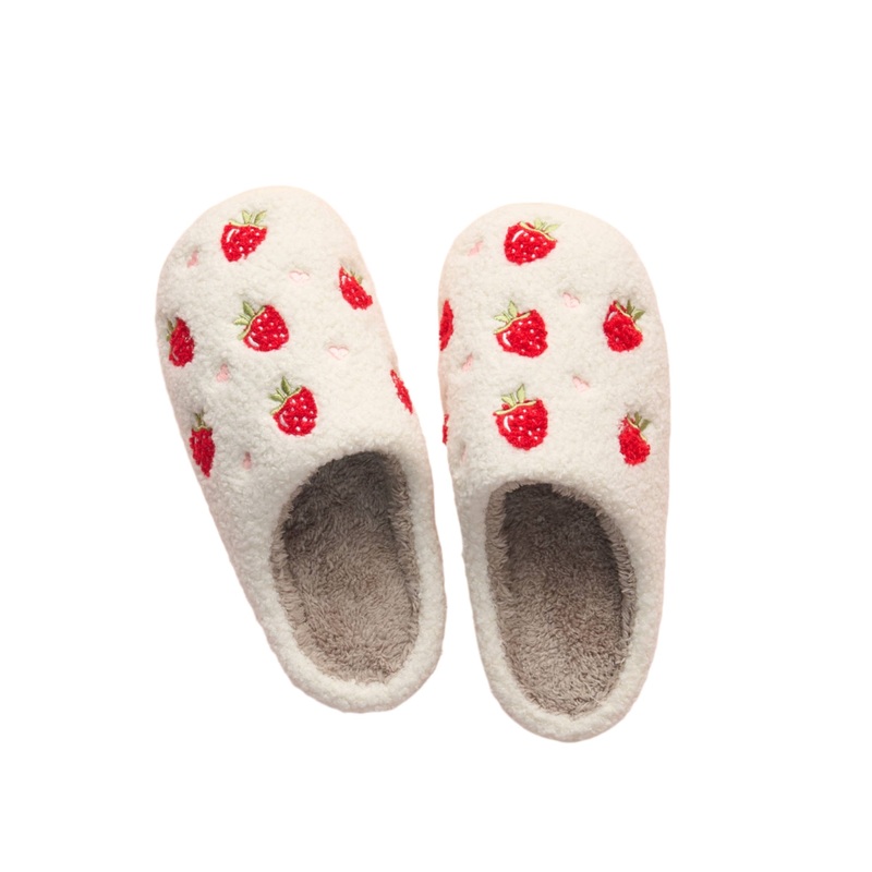STRAWBERRY FUZZY SLIPPERS