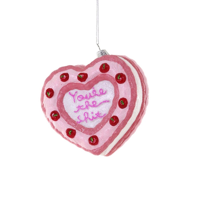 YOU’RE THE SHIT HEART CAKE GLASS ORNAMENT BY CODY FOSTER