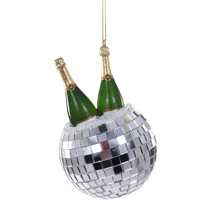 CHAMPAGNE IN DISCO BALL ORNAMENT BY CODY FOSTER