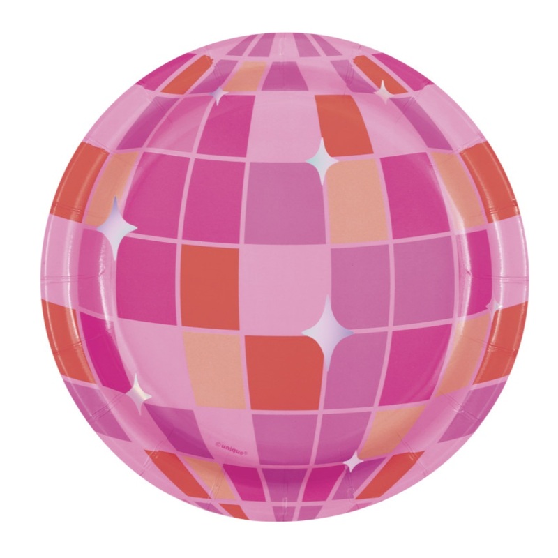 PINK & ORANGE DISCO BALL PLATES