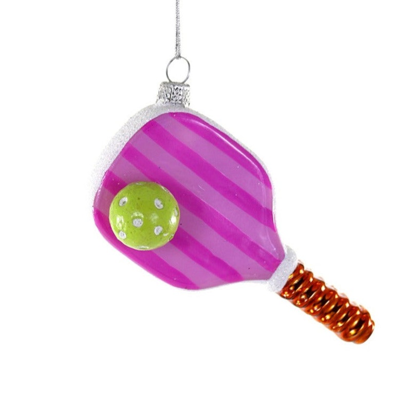 PINK PICKLEBALL GLASS ORNAMENT BY CODY FOSTER