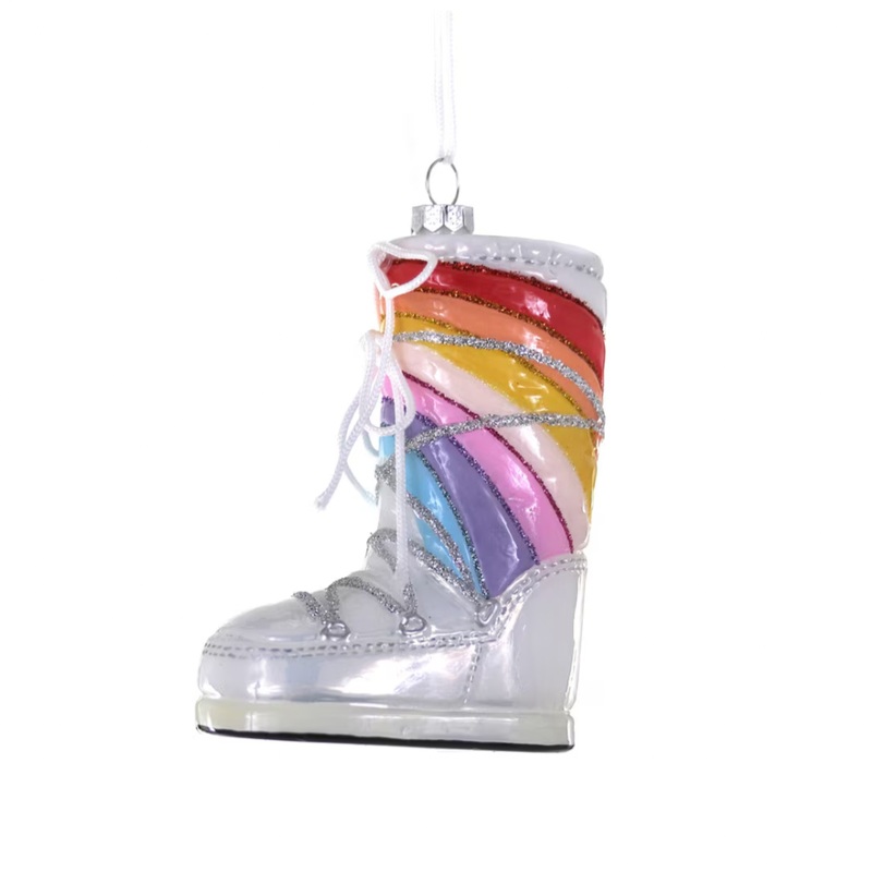 RAINBOW MOON BOOT GLASS ORNAMENT