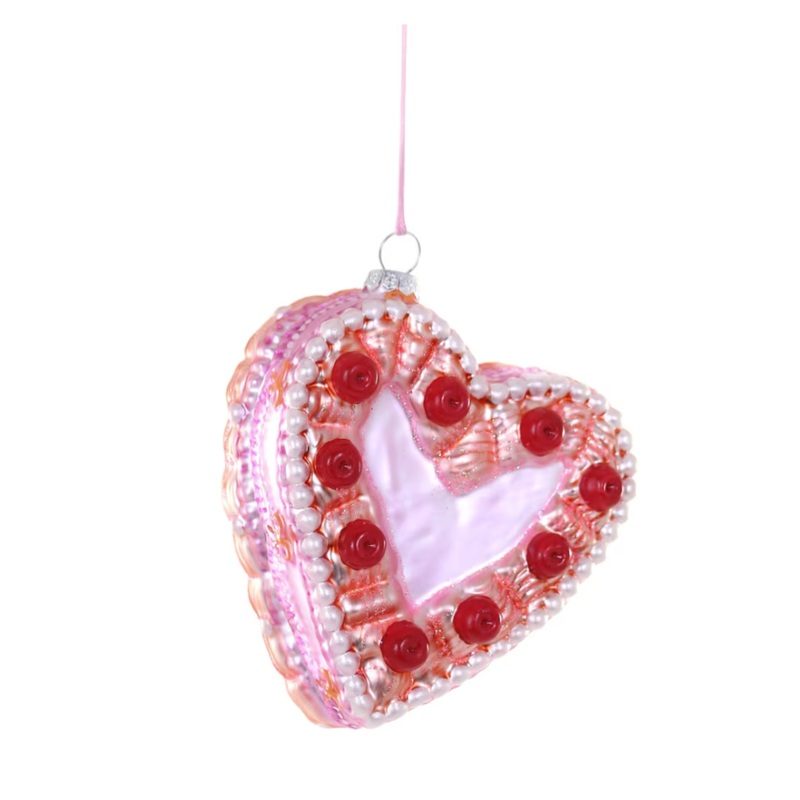 VINTAGE HEART CAKE GLASS ORNAMENT BY CODY FOSTER