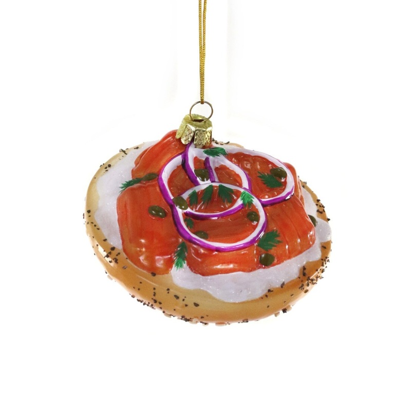 BAGEL WITH LOX GLASS ORNAMENT BY CODY FOSTER