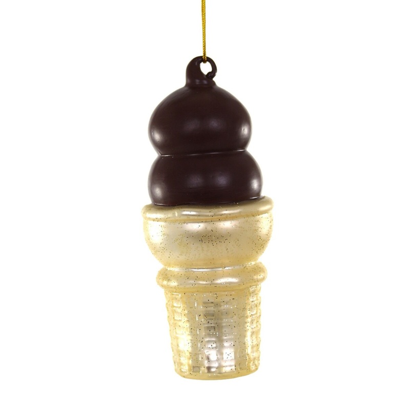 CHOCOLATE DIPPED CONE GLASS ORNAMENT BY CODY FOSTER