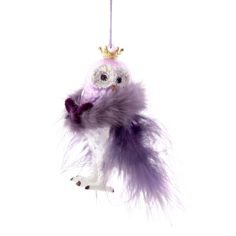 CROWNED OWL GLASS ORNAMENT BY CODY FOSTER