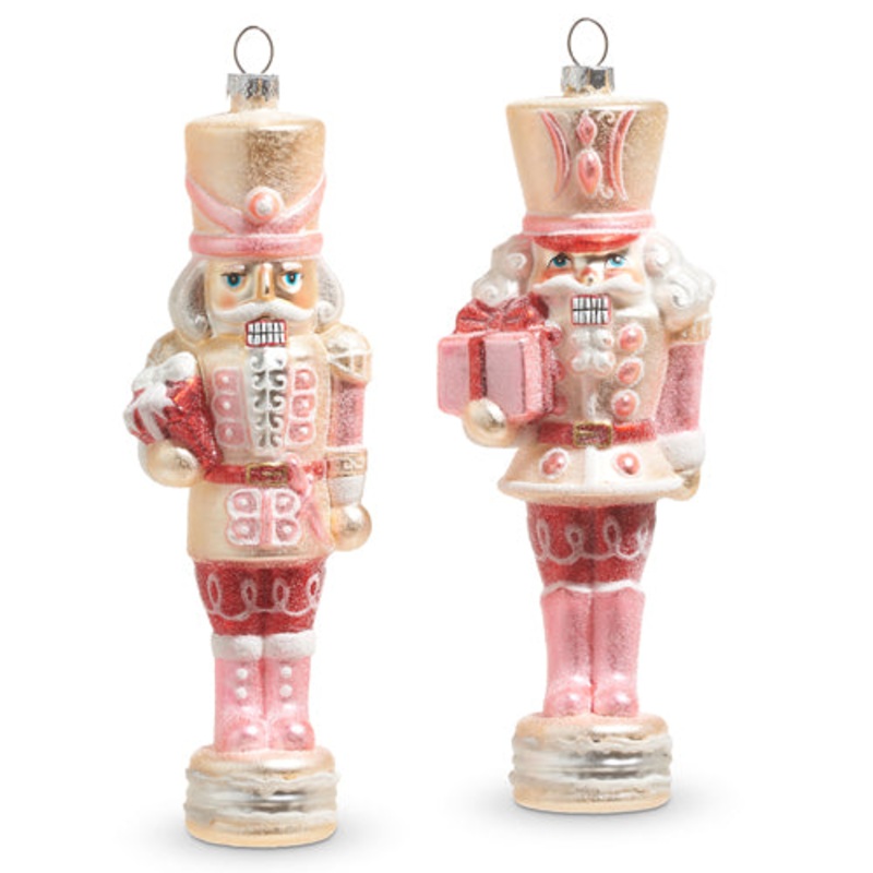 GLITTERED NUTCRACKER GLASS ORNAMENT