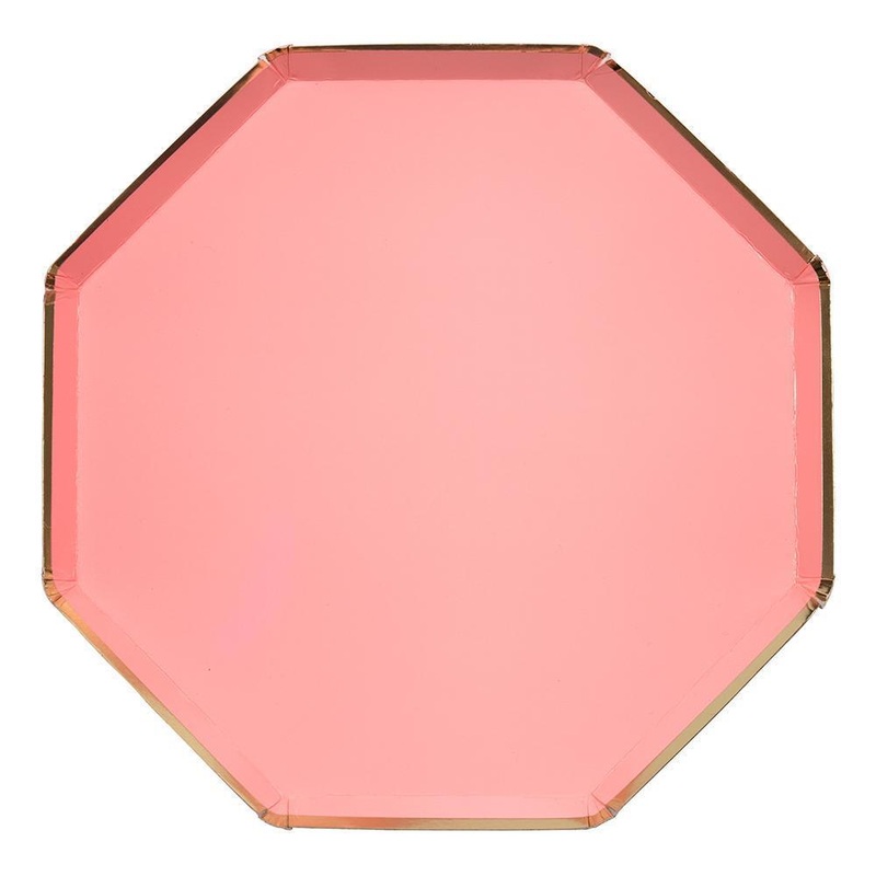 NEON CORAL OCTAGONAL PLATES