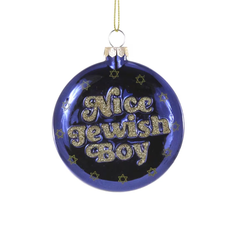NICE JEWISH BOY GLASS ORNAMENT BY CODY FOSTER