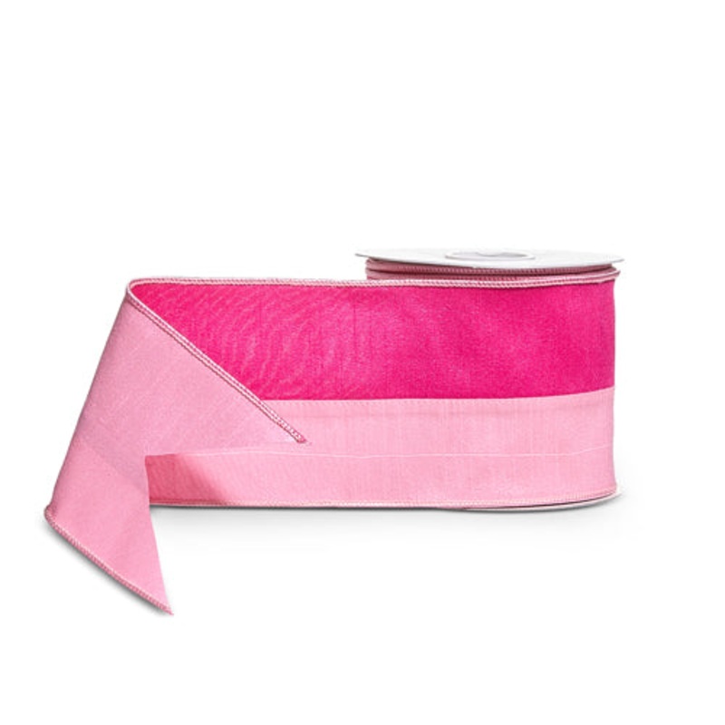PINK TWO TONE WIRED RIBBON