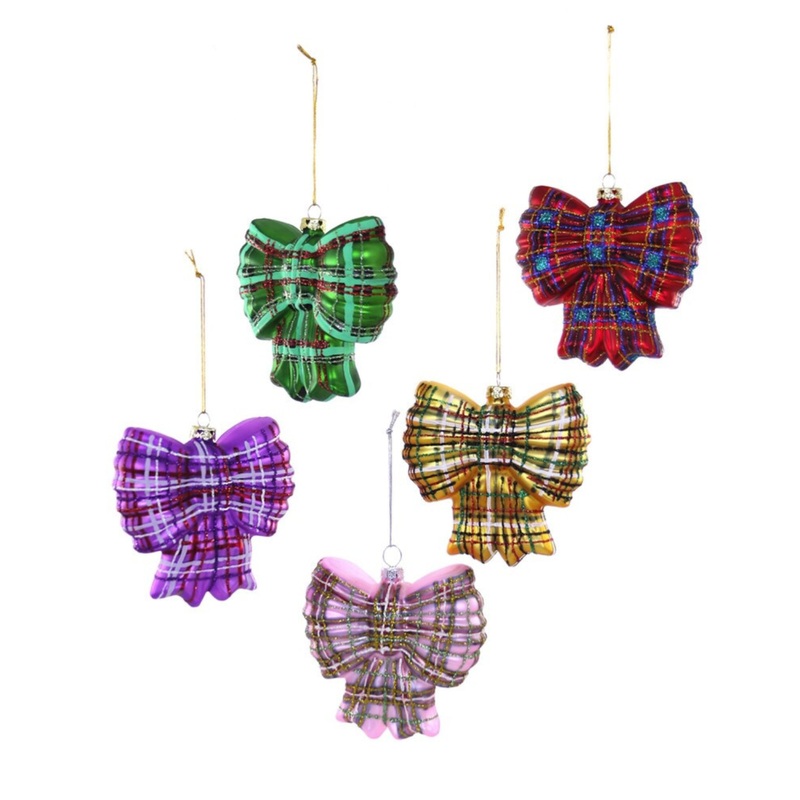 PLAID BOW GLASS ORNAMENT BY CODY FOSTER