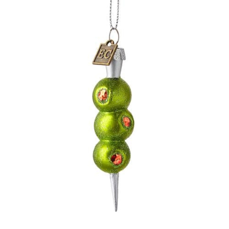THREE OLIVES PLEASE GLASS ORNAMENT