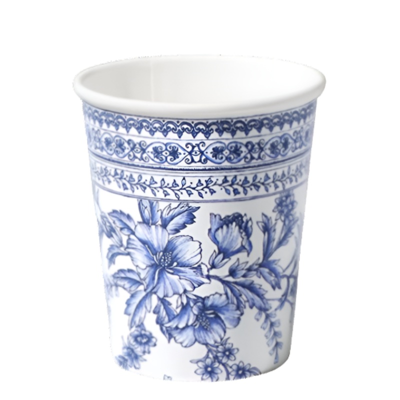 BLUE FRENCH TOILE PAPER PARTY CUPS