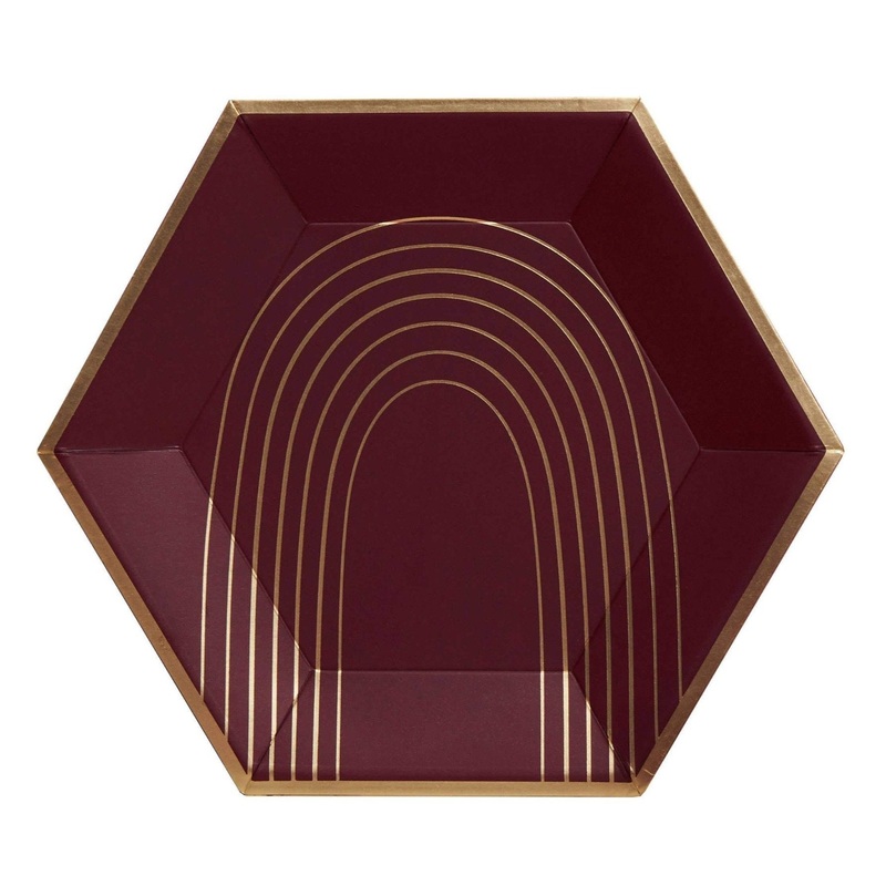 BORDEAUX – MAROON ARCH LARGE PAPER PLATES
