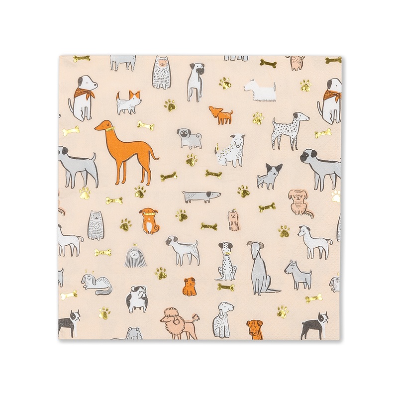 DOG THEMED BOW WOW LARGE PARTY NAPKINS