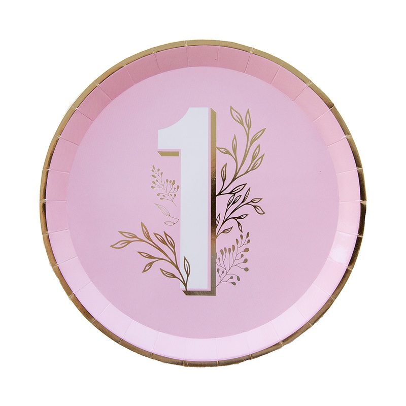 FIRST 1ST BIRTHDAY LARGE PINK PARTY PLATES – ‘ONE’