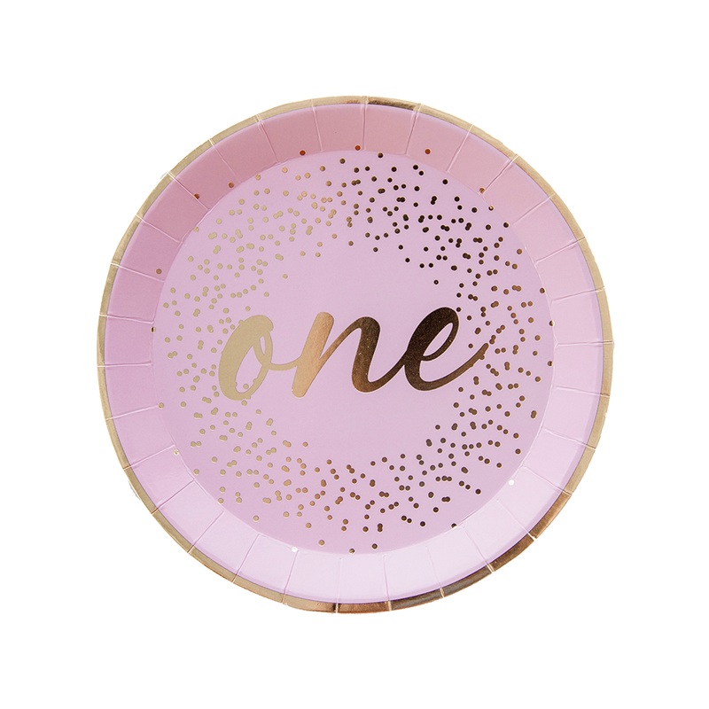 FIRST 1ST BIRTHDAY PINK PARTY PLATES – ‘ONE’