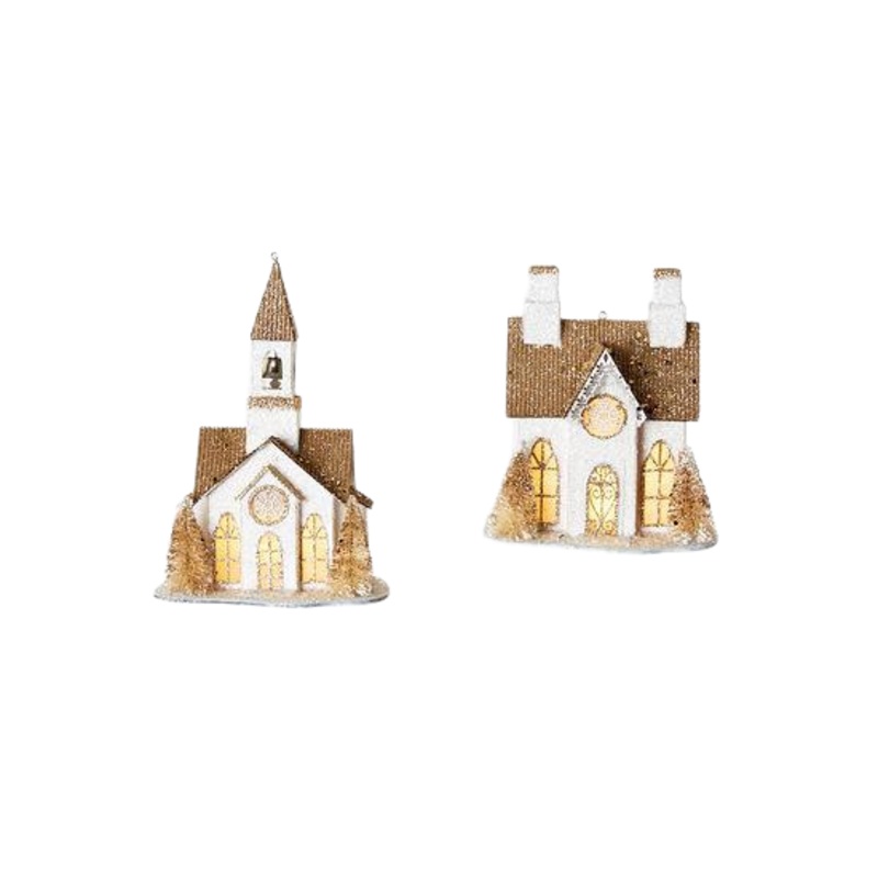 GOLD & WHITE CHURCH ORNAMENT