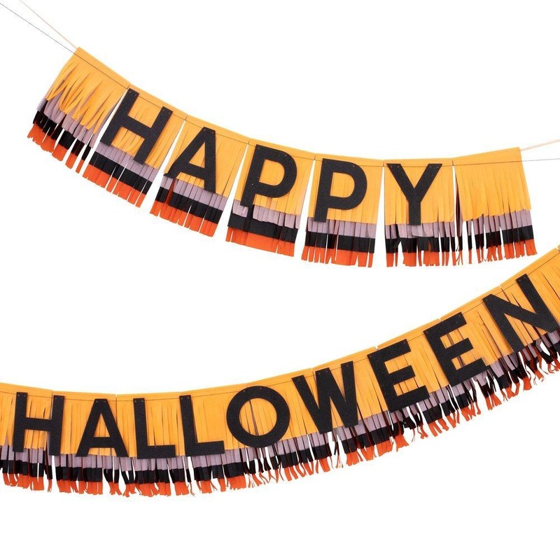 HAPPY HALLOWEEN FRINGE GARLAND BANNER