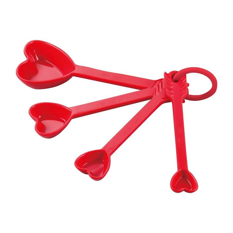 RED HEART SHAPED MELAMINE MEASURING SPOONS