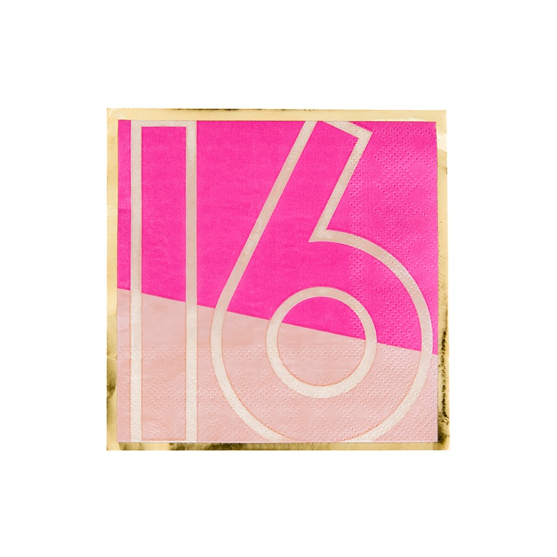SWEET 16 MILESTONE PINK COCKTAIL NAPKINS