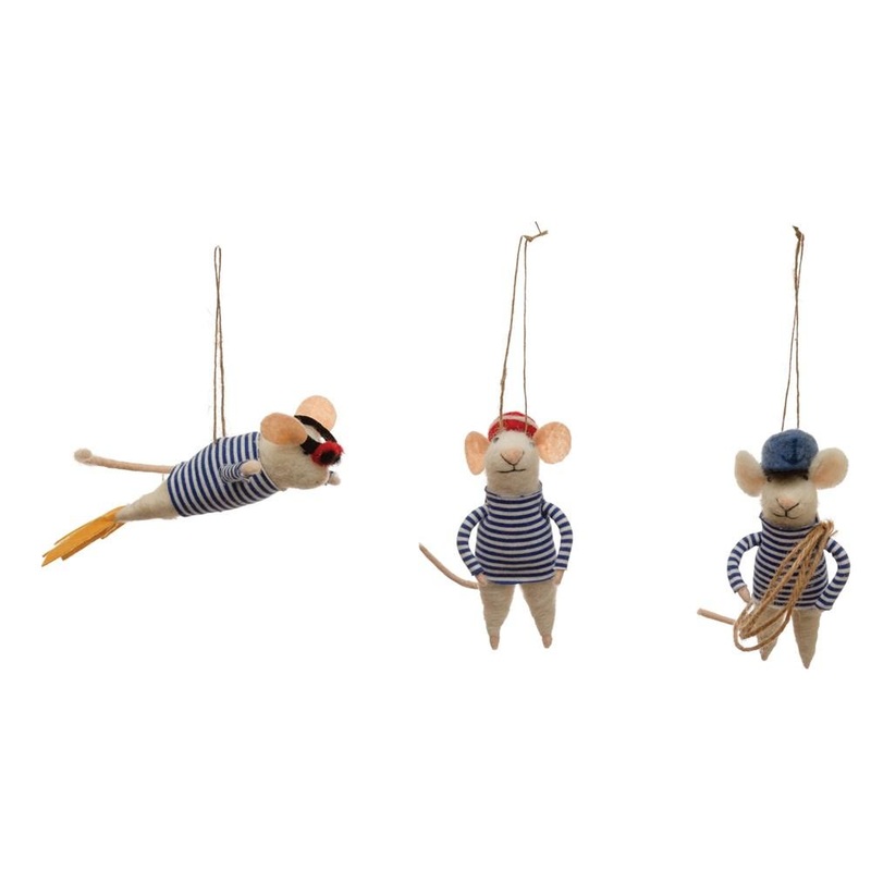 WOOL FELT SEAMAN MOUSE IN OUTFIT ORNAMENT