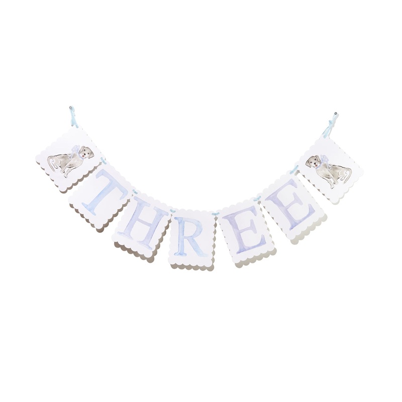 BLUE THREE BIRTHDAY BANNER