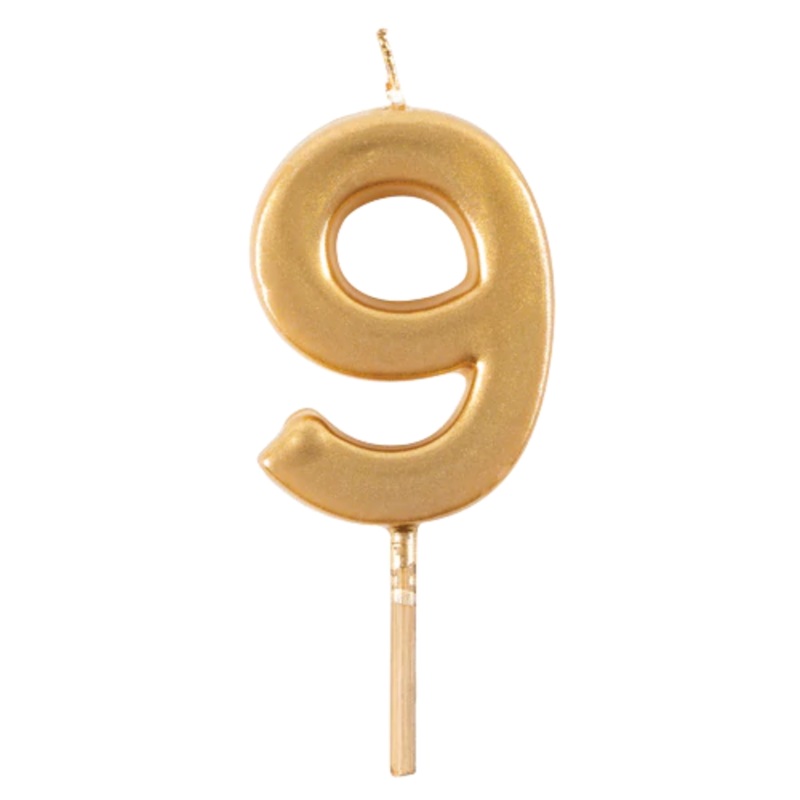 GOLD NUMBER CANDLES – 9 (NINE) BY CASPARI